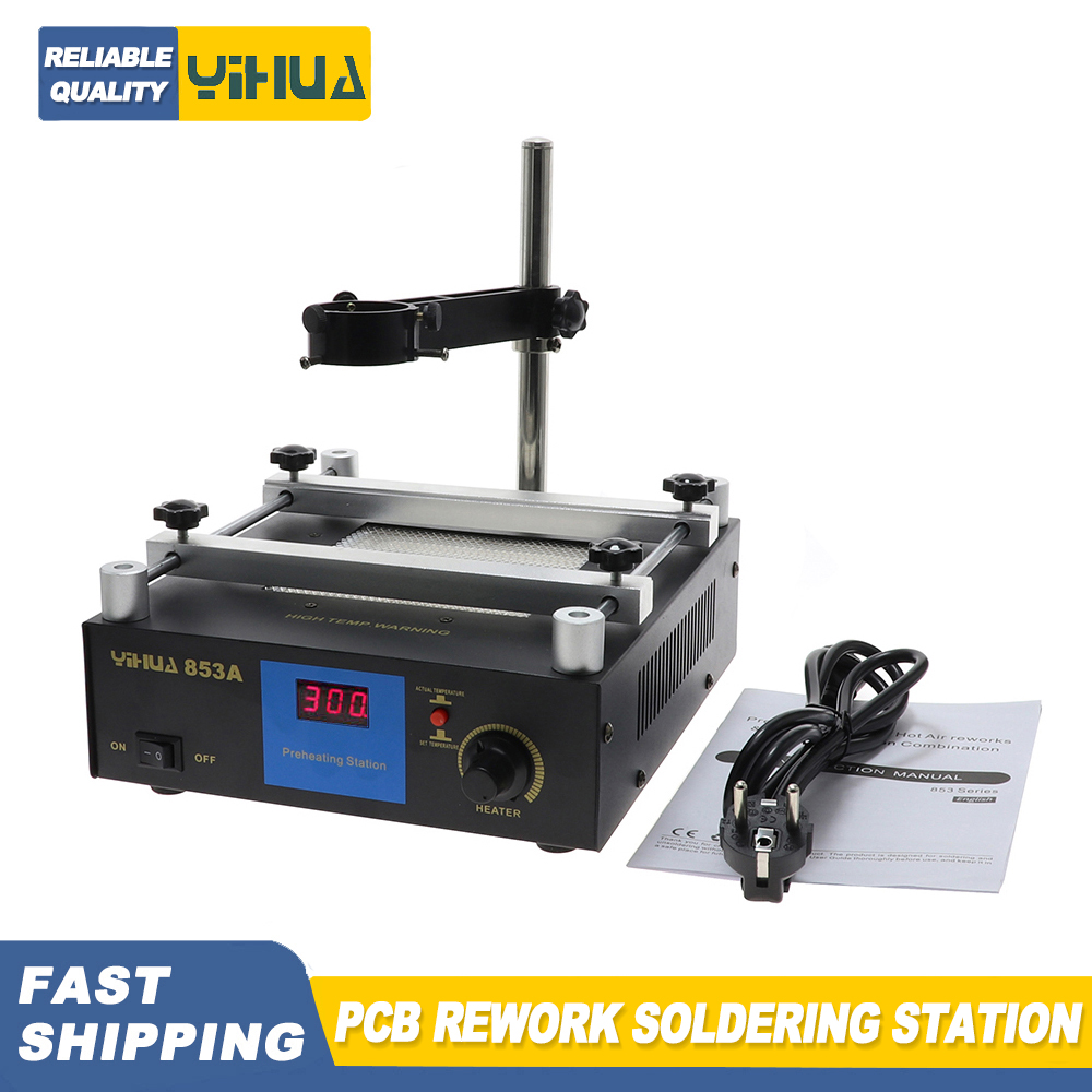 YIHUA 853A SMD BGA Rework Soldering Station Preheating Desoldering Welding Tools PCB Holder Rework Soldering Station Bottom Heat