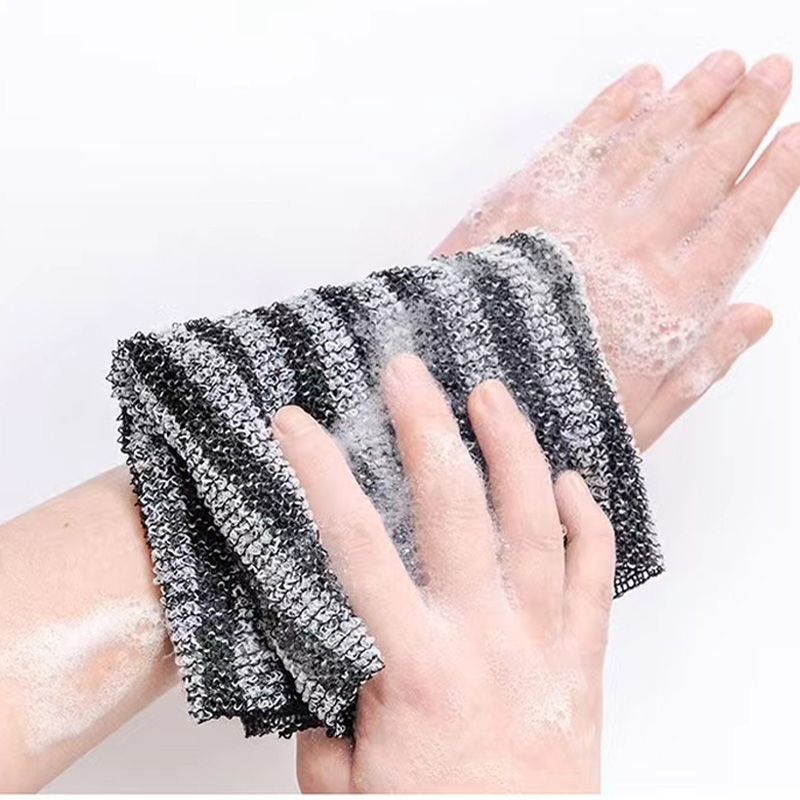 Long Strip Shower Towel, Striped Scrub Bath Towel, Body Cleaning Bath Towel, Back Towel