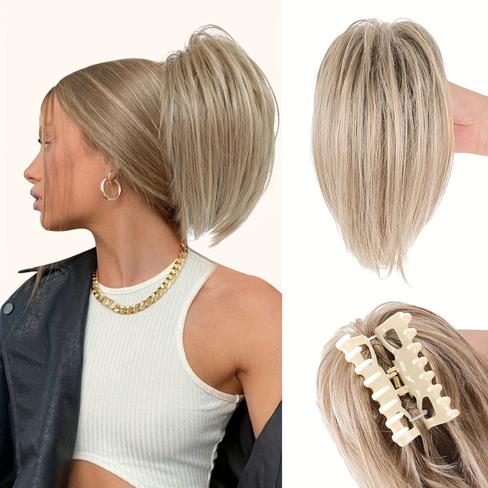 Moño desordenado, Clip de garra en cola de caballo, extensiones de cabello, pelucas sintéticas, onduladas, rizadas, despeinadas, moño de pelo Updo, postizos