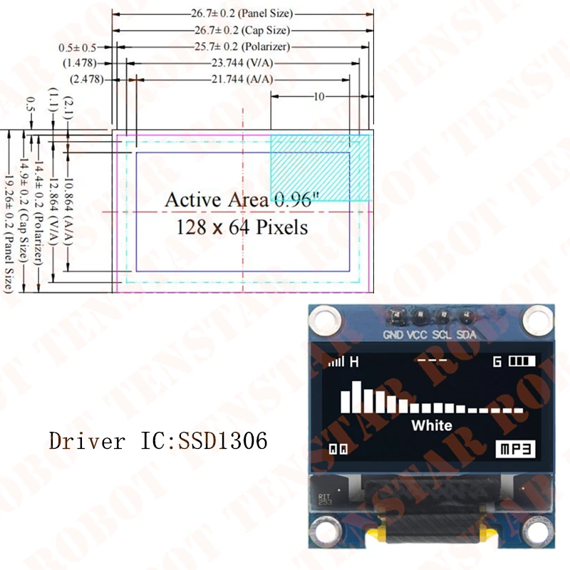 0,96 pulgadas OLED SSD1306 blanco/azul/amarillo 128X64 IIC I2C módulo de pantalla serie 12864 placa de pantalla LCD para Arduino
