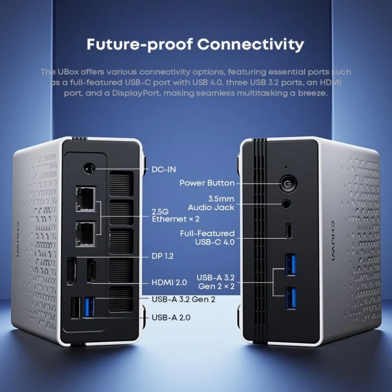 CHUWI UBox Mini PC AMD R5-6600H 6 ядер 12 потоков DDR5 16 ГБ 512 ГБ PCle 3.0 SSD Wi-Fi 6 и 2,5G LAN Настольный компьютер