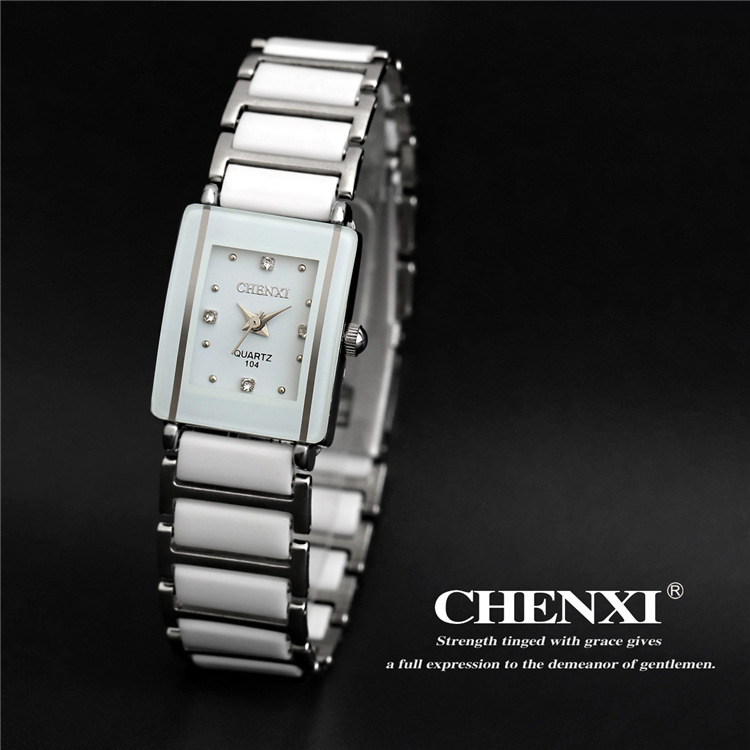 Chenxi-Reloj de pulsera cuadrado de cerámica para hombre y mujer, cronógrafo de ocio, resistente al agua, de alta calidad, Cx-104