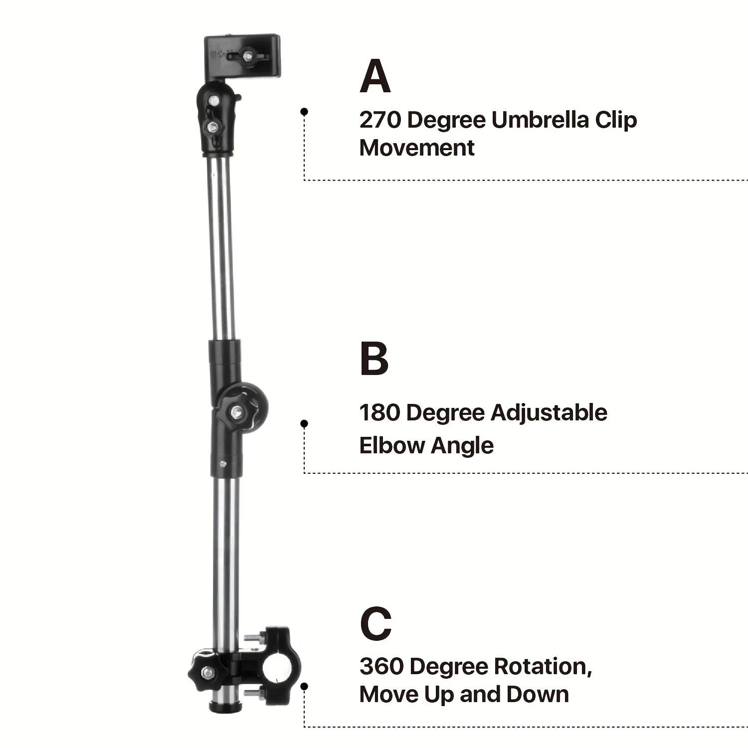 Adjustable Stainless Steel Umbrella Stand for Wheelchairs and Bicycles Rainproof Equipment, Multi-function Umbrella Stand