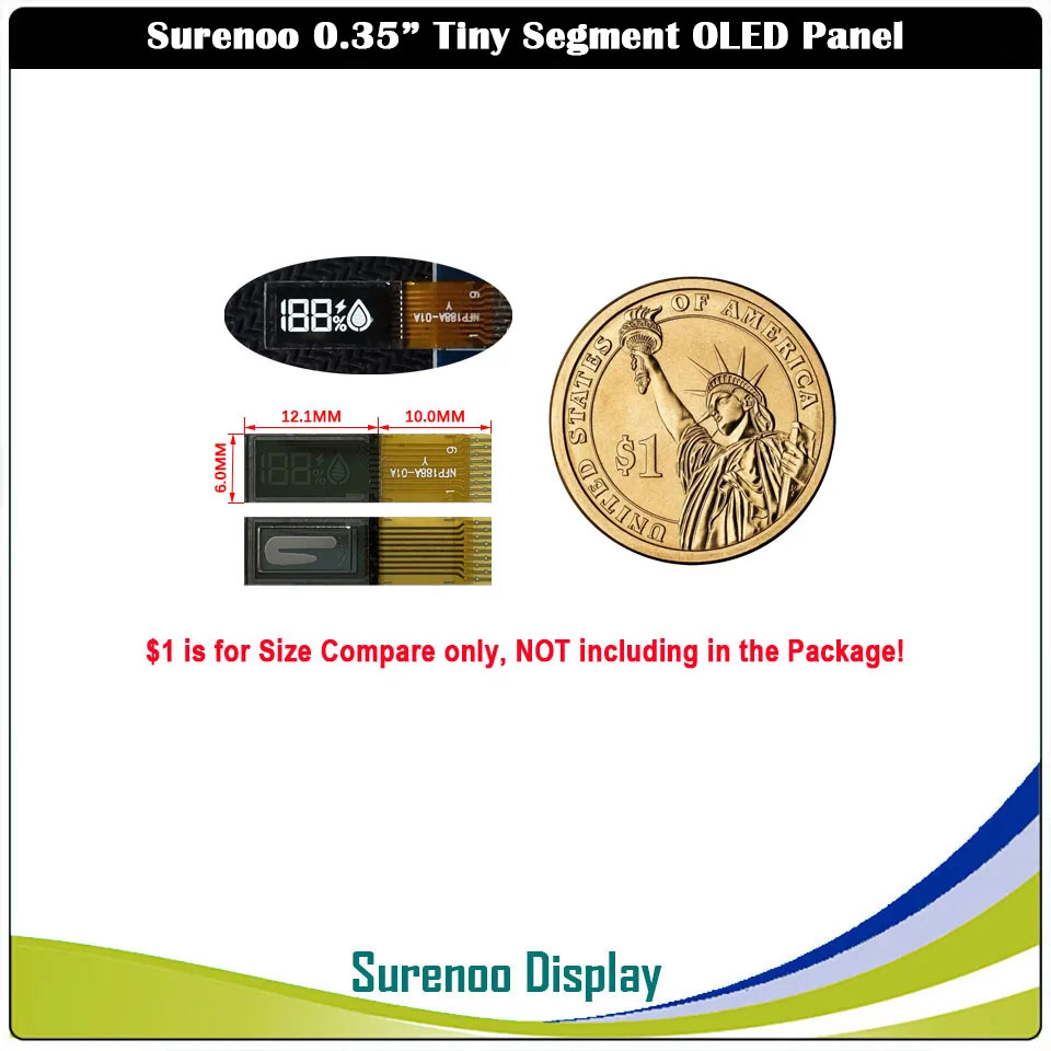 0,35 "крошечный меньший 9P цифровой сегмент PMOLED OLED ЖК-дисплей модуль стекло панели для электронной сигареты электронная сигарета и распылитель