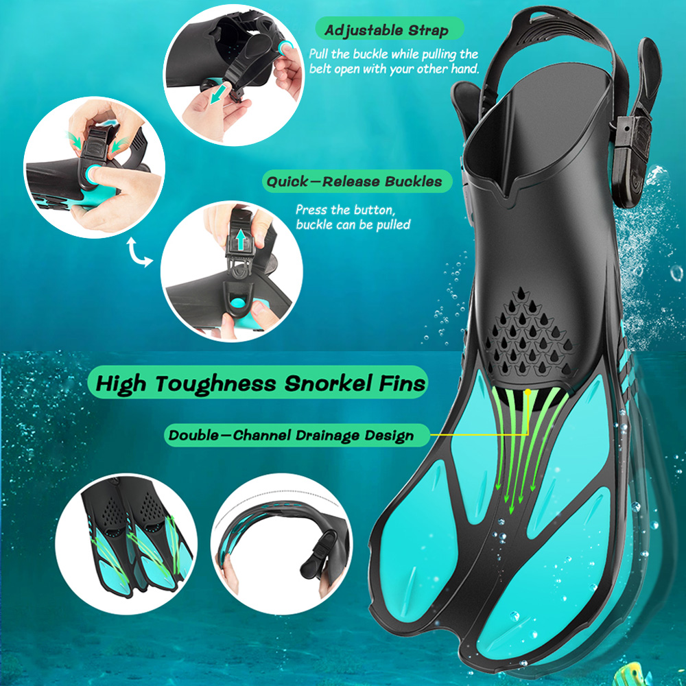 ดําน้ํา Fins ปรับหัวเข็มขัดว่ายน้ํา Flippers สั้นซิลิโคนดําน้ํารองเท้าส้นเปิดขนาดเดินทางผู้ใหญ่ผู้ชายผู้หญิง