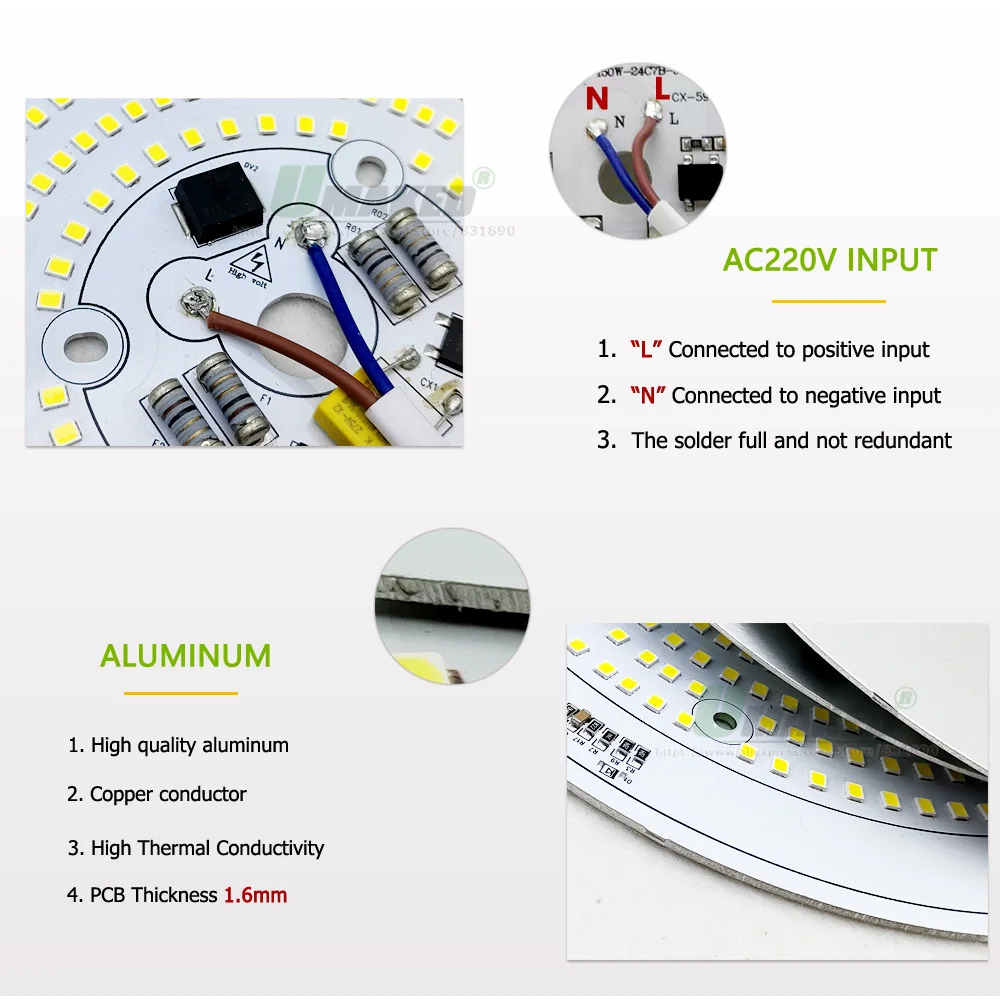 AC220V LED High Bay Light Plate 100W 150W 200W 300WFull Power Smart IC Driver SMD2835Doide Source Panel For Factory Lamp Replace