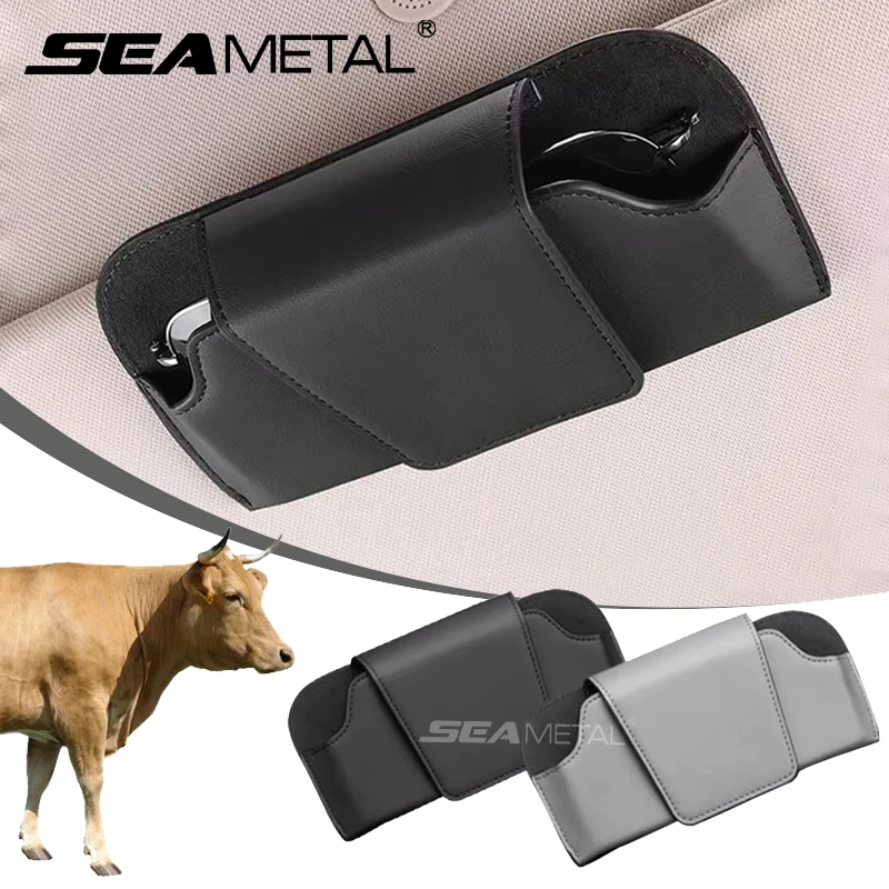 SEAMETAL-soporte para gafas de sol de piel de vaca, caja protectora para gafas de sol resistente al desgaste de cuero de primera calidad, estuche de almacenamiento para gafas