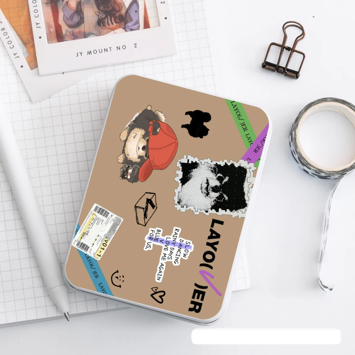 Kpop フォトカード収納ボックス JIMIN MUSE アルバム LAYOVER V JIN HAPPY ロモカードブリキ缶ケースボックスコインヘッドフォン収集ボックス