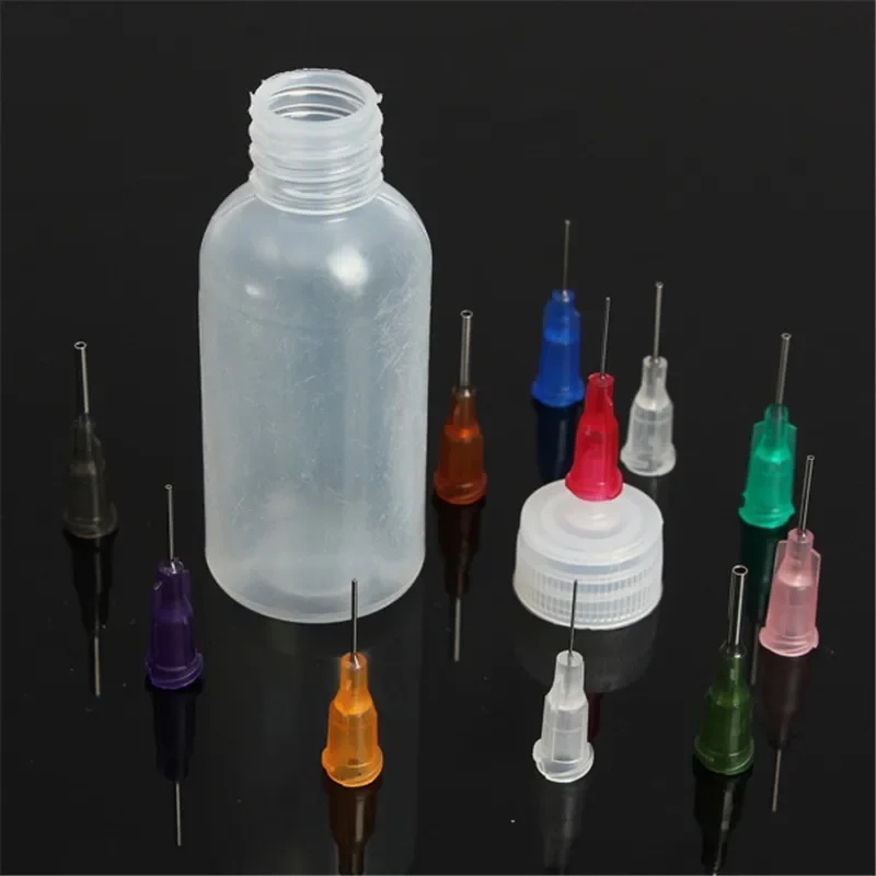 30ml/50ml 투명 접착제 병 폴리에틸렌 바늘 디스펜서 11 바늘이있는 로진 솔더 플럭스 페이스트 용 디스펜스 병
