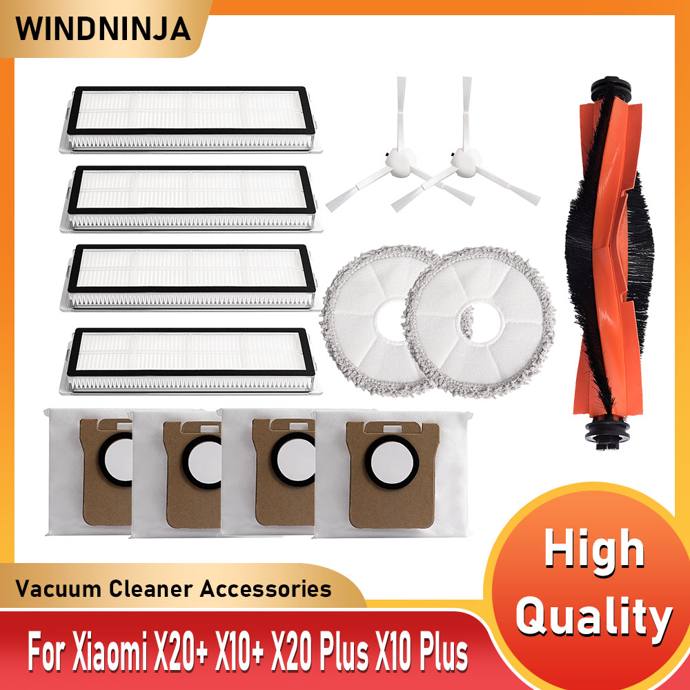 Para Xiaomi Robot aspirador X20 +/X10 + /X20 Plus/X10 Plus piezas paño de mopa bolsa de polvo rodillo Cepillo Lateral filtro Hepa parte Accesorios