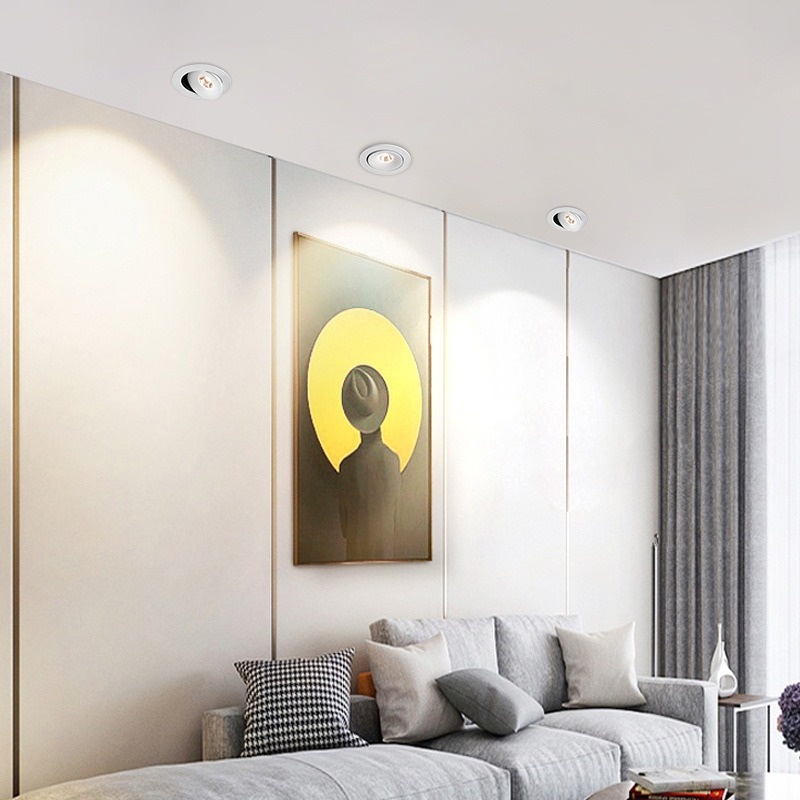 Spot Led Downlight Lámpara empotrable de techo regulable blanco negro interior 360 °   Salón ajustable