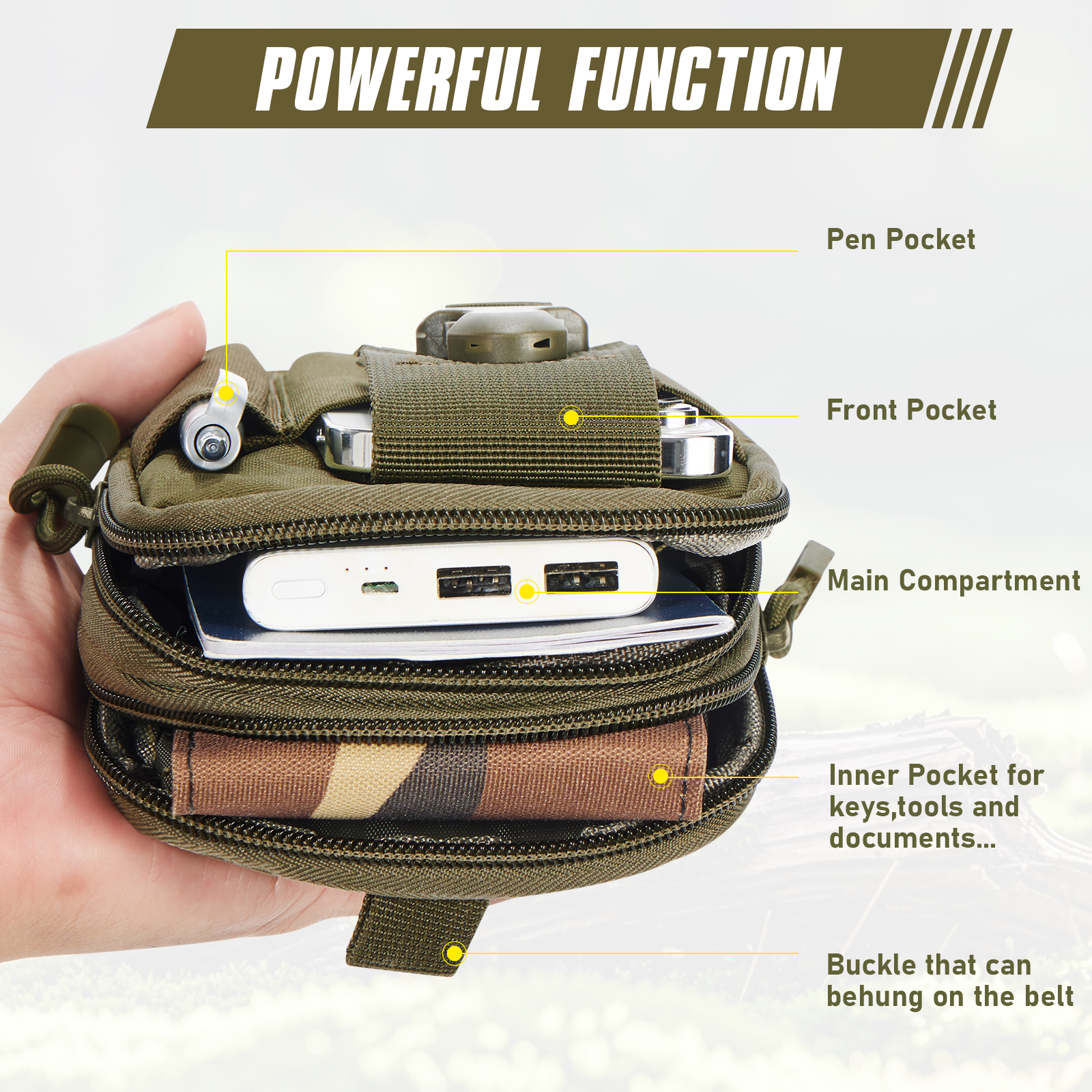 Outdoor heuptas Multifunctionele waterdichte camouflage hangende heuptas Militaire tactische heuptas Draagbare reistelefoontas