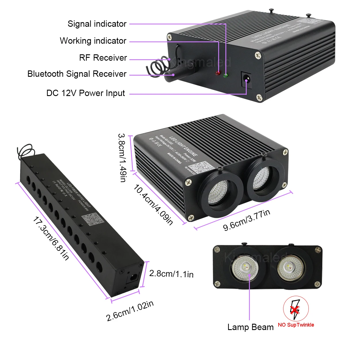 32W Dual port ไฟเบอร์ออปติกชุดเพดานดาว RGB Meteor effect APP หลังคารถดาวไฟเบอร์ออปติกสําหรับ Starry Sky รถเพดาน
