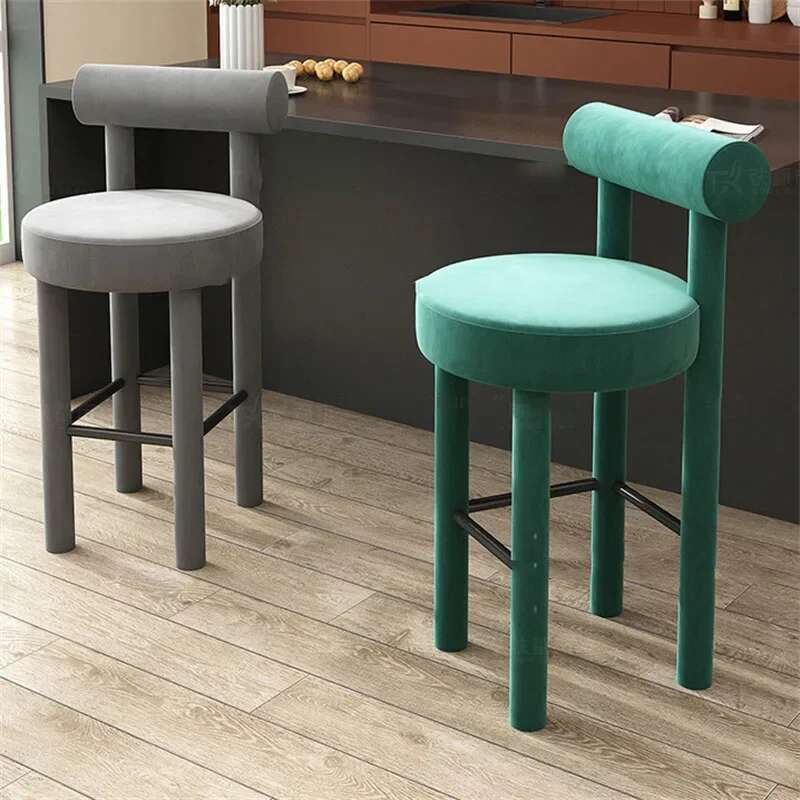 Modern Minimalist Bar Chairs Bar Furniture Light Luxury Velvet Bar Stool Home Makeup Vanity High Stools Hight Table Bar Chair