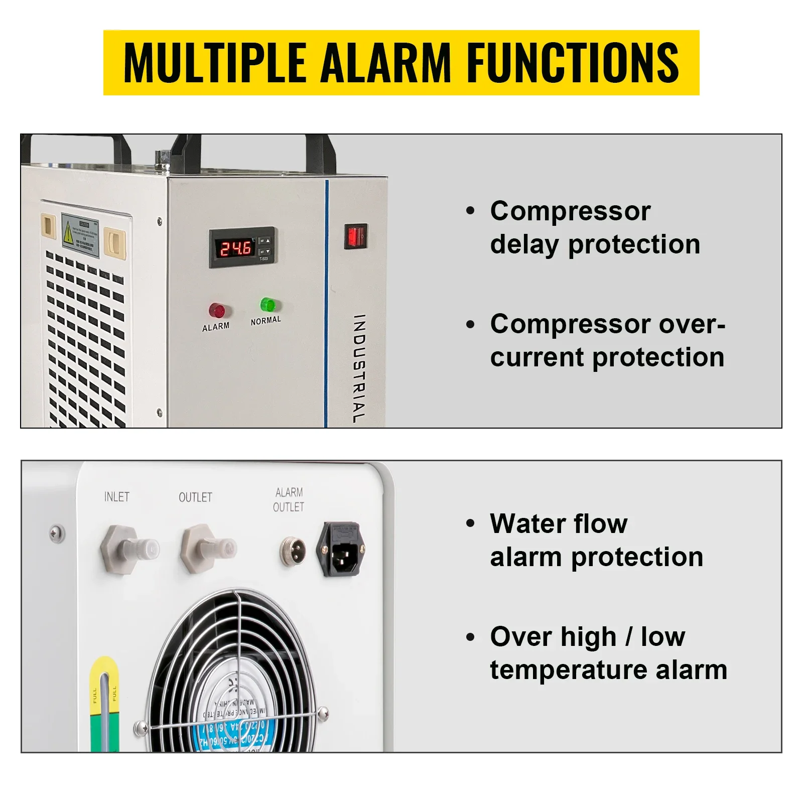 VEVOR CNC Industrie Wasserkühler CW-5200 CW-5000 Lasergraviermaschine Wasserkühler für 80W-130W CO2 Glaslaserröhrenkühlung