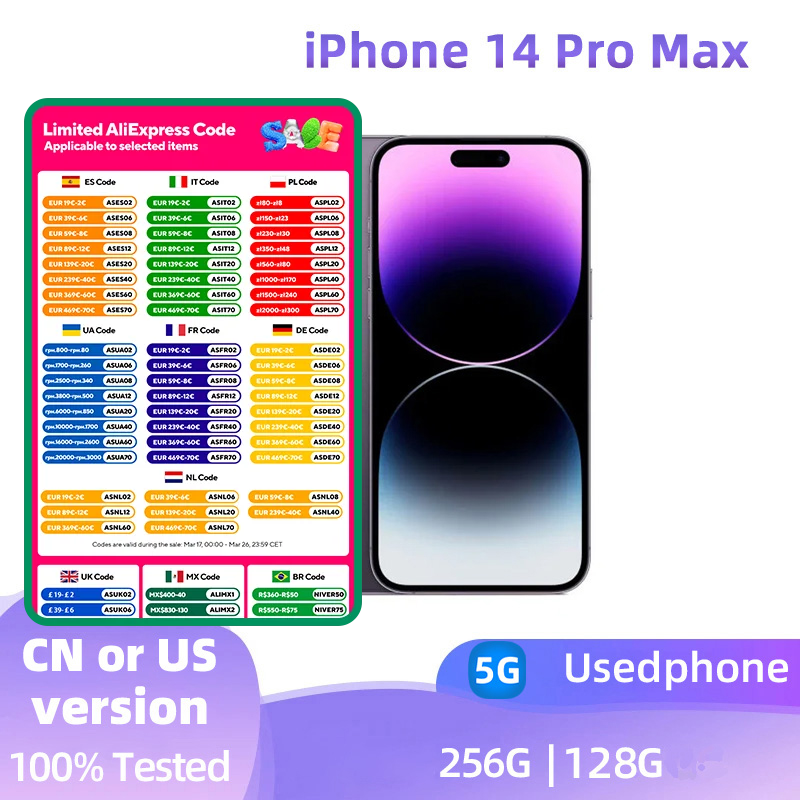 Apple iphone 14 Pro Max 5G 6,7 pulgadas 256GB/512GB ROM A16 Chip biónico iOS16 todos los colores en buenas condiciones teléfono usado Original