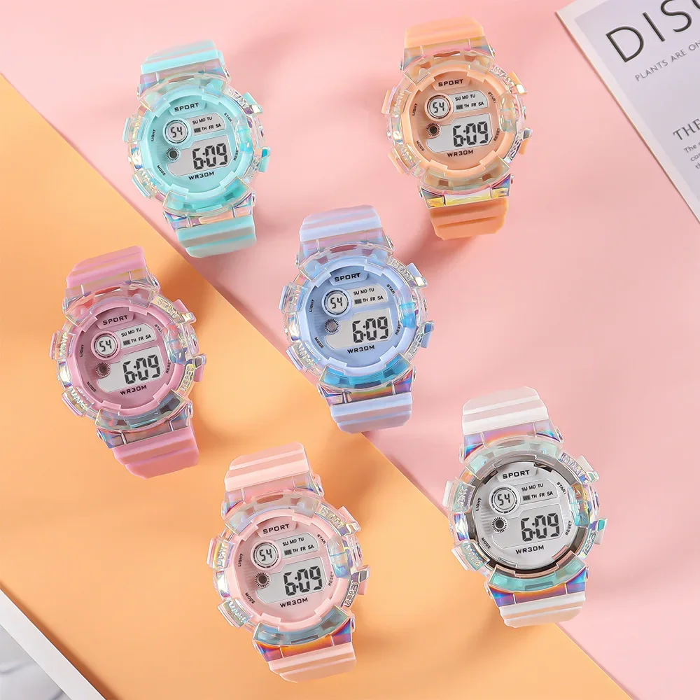 แฟชั่นนาฬิกาเด็ก LED นาฬิกาดิจิตอลสําหรับเด็กชายและเด็กหญิงกีฬานาฬิกาปลุก Luminous นักเรียนนาฬิกาข้อมืออิเล็กทรอนิกส์