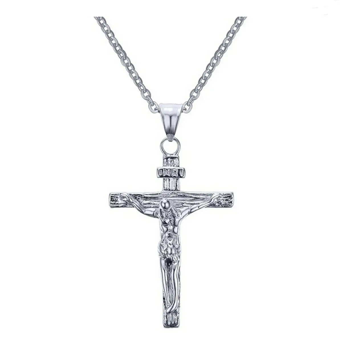 Crocifisso di moda Gesù Cristo Gioielli da uomo Oro Marrone Argento Colore Ciondolo croce in metallo con collane a catena al collo per le donne
