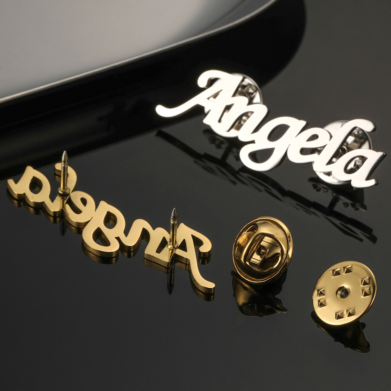 Broche con nombre personalizado, accesorios de acero inoxidable, logotipo personalizado, alfileres personalizados para bebé, joyería, insignia para hombres y mujeres, regalo de cumpleaños
