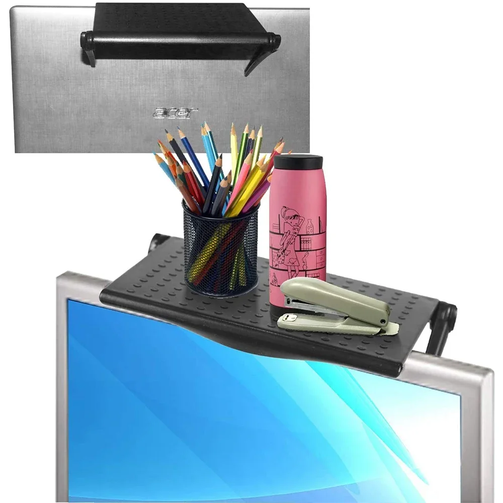 Computer Monitor TV Screen Rack Top Shelf Storage for Office Supplies Decorations Remote Control Organizer Space-saving