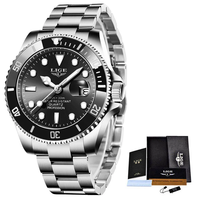 LIGE-reloj analógico de cuarzo para hombre, accesorio de pulsera resistente al agua con cronógrafo, complemento masculino de marca de lujo con diseño moderno y estilo informal, perfecto para negocios