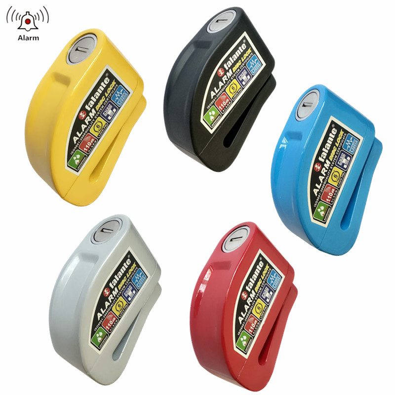 オートバイと自転車用の盗難防止ディスクロック,アルミニウム合金セキュリティアラーム,リマインダーロープ,防水ロックブラケット,6色