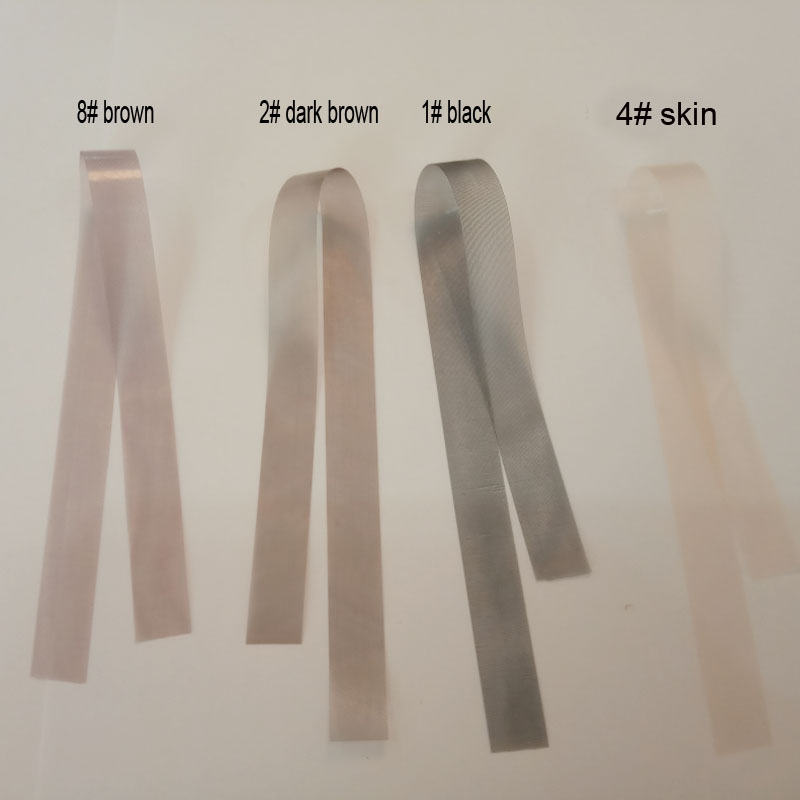 Tira de pegamento de PU negra/piel de 1,0 cm de ancho para extensión de cabello con cinta, telas de PU más finas para hacer extensiones de cabello con cinta