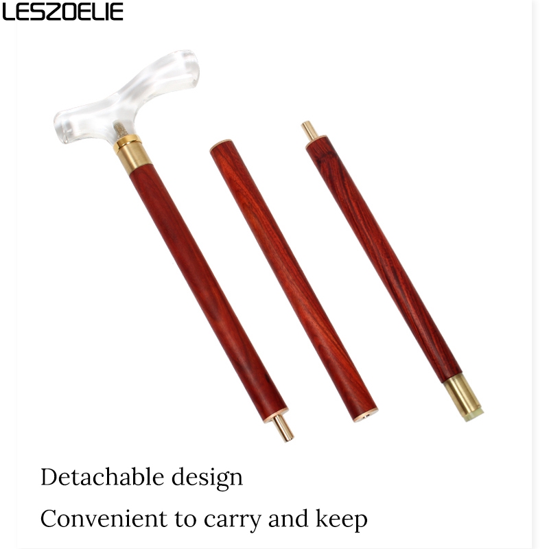 Luxury แอฟริกัน Rosewood เดิน Stick ผู้ชายโปร่งใสอะคริลิคสำหรับผู้หญิง Vintage ไม้จันทน์ไม้เดิน Stick