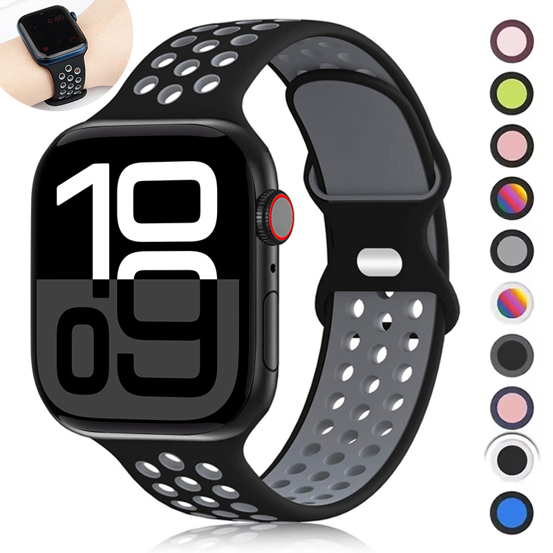 Pulseira de silicone para apple watch band 10 42mm 46mm série 9 8 7 44/45mm se 6 5 4 38/40/41mm para pulseira nike iwatch ultra 2 49mm