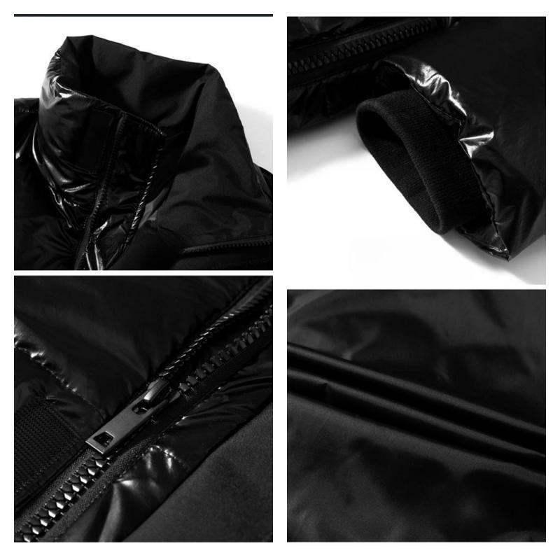 UETEEY 冬ホワイトダックダウンジャケット男性ファッション光沢のある厚く暖かいヒップホップコート屋外カップル男性フグジャケットストリート