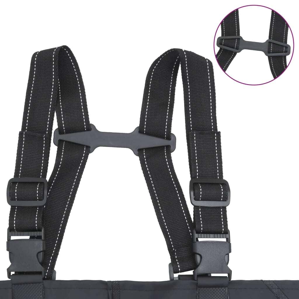 Black Chest Waders with Boots & Belt - Size 41 Waterproof Fishing Gear