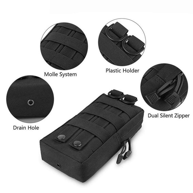 600D Oxford Outdoor  Bag EDC Molle Tool Zipper Waist Accessories Durable Belt Comouflage Pouch  Airsoft