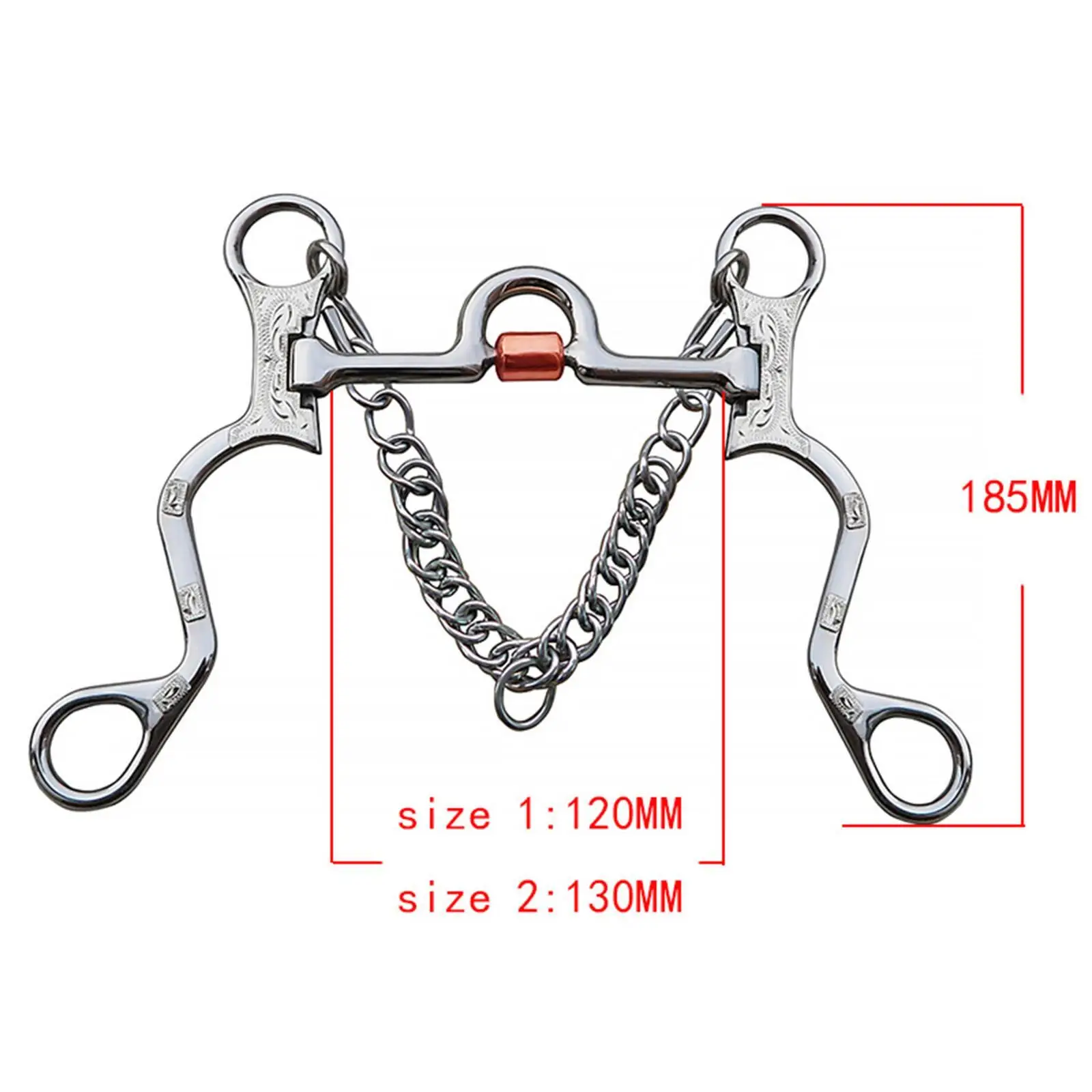 Punta per cavallo in acciaio inossidabile Bocca in rame per allenamento per cavalli Lunghezza bocca Argento Lunghezza bocca 130 mm