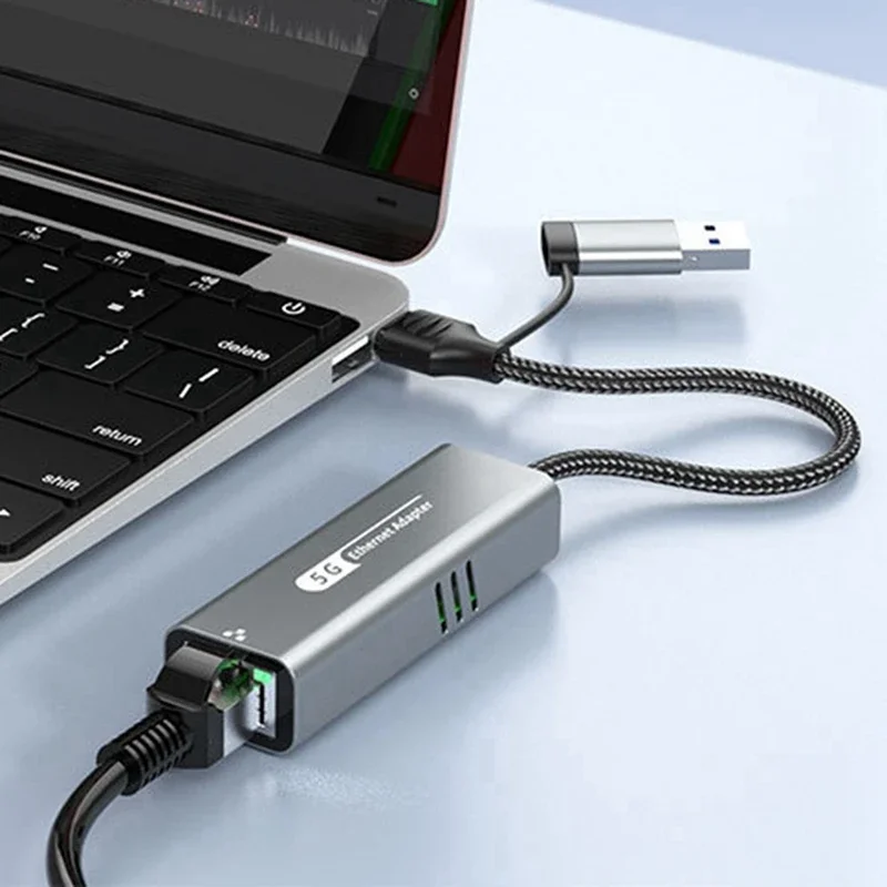 Ethernet-адаптер USB 3.2 Type C 5 Гбит/с, сетевая карта RJ45 для Windows 11 ПК/ноутбука, USB-C RTL8157, преобразователь чипов Lan, интернет-кабель