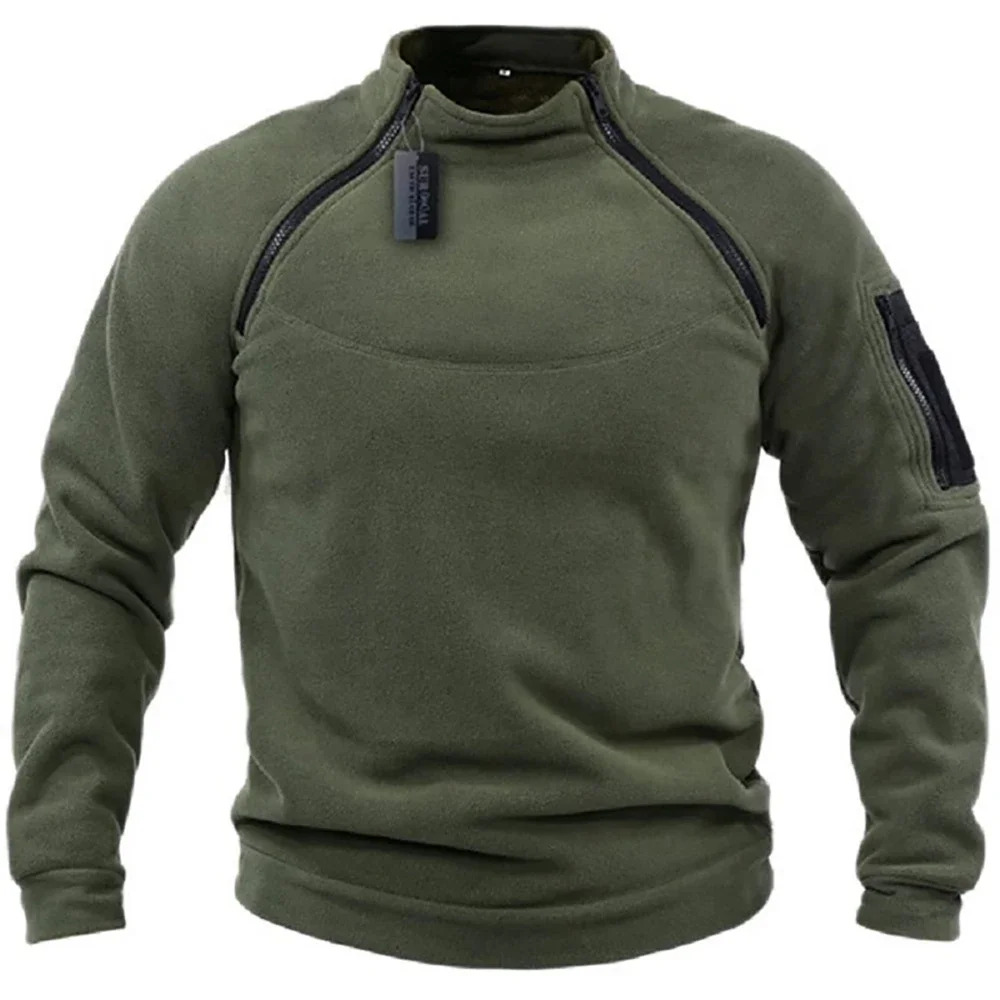 Sudaderas con capucha tácticas para hombre, jersey militar para exteriores, cremalleras de manga larga, forro polar a prueba de viento, térmico para senderismo, Camping, ejército