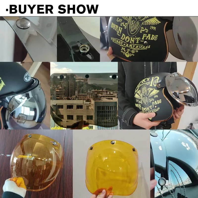 Autentyczny kask motocyklowy Bubble Mirror z trzema guzikami w stylu retro Soczewki do kasku Bubble Shield Visors Akcesoria do kasku