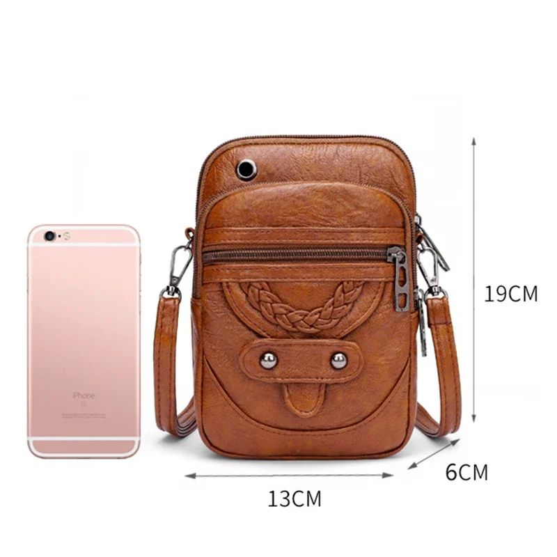 Multi-funcional macio couro do plutônio pequena bolsa de ombro para mulheres vintage crossbody bolsa de dinheiro bolsa de telefone celular baga bolsa