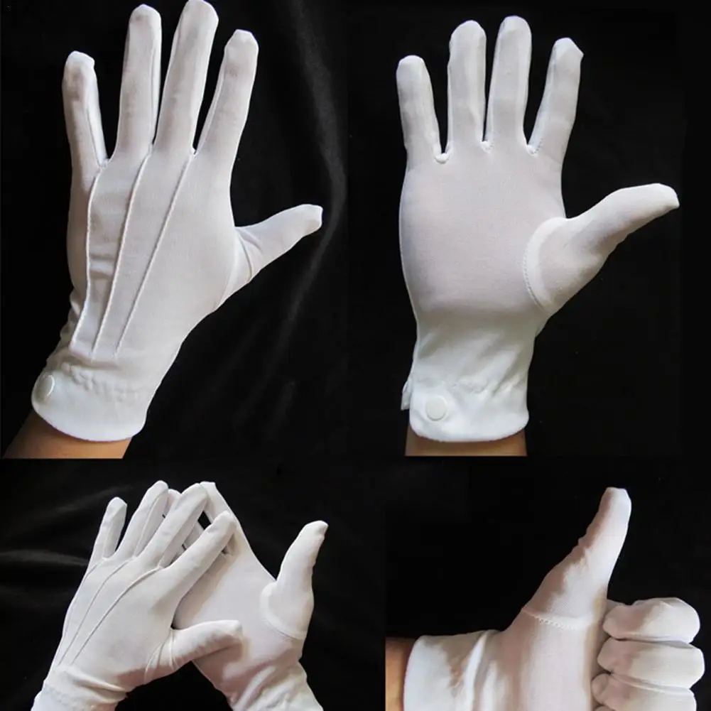 2 Paar formelle Smoking handschuhe-Nylon Guard Parade Handschuhe für Männer und Frauen, weiße Baumwolle Marching Band Kleid Handschuhe