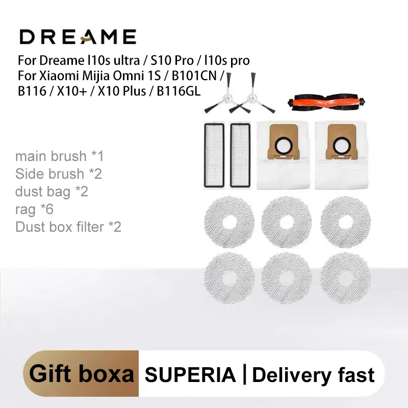 Caja de regalo Original Dreame Bot L10s Ultra L10 Ultra robot aspirador accesorios cepillo principal cepillo lateral filtro, fregona, bolsa de polvo
