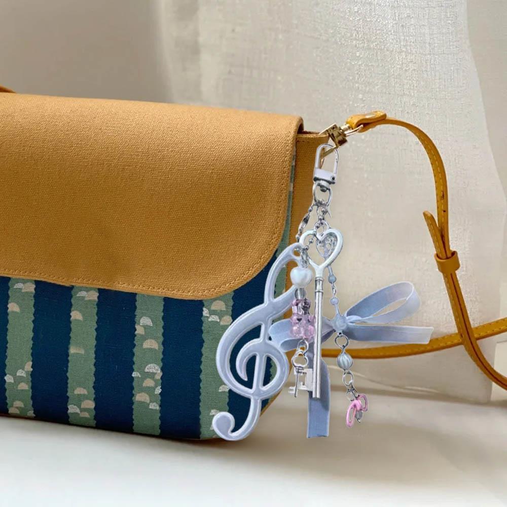 New Resin Music Note Keychain For Bags Creative Bag Charms Bag Pendant Ins Phone Pendant Backpack Hanging Ornament Bow Keyring
