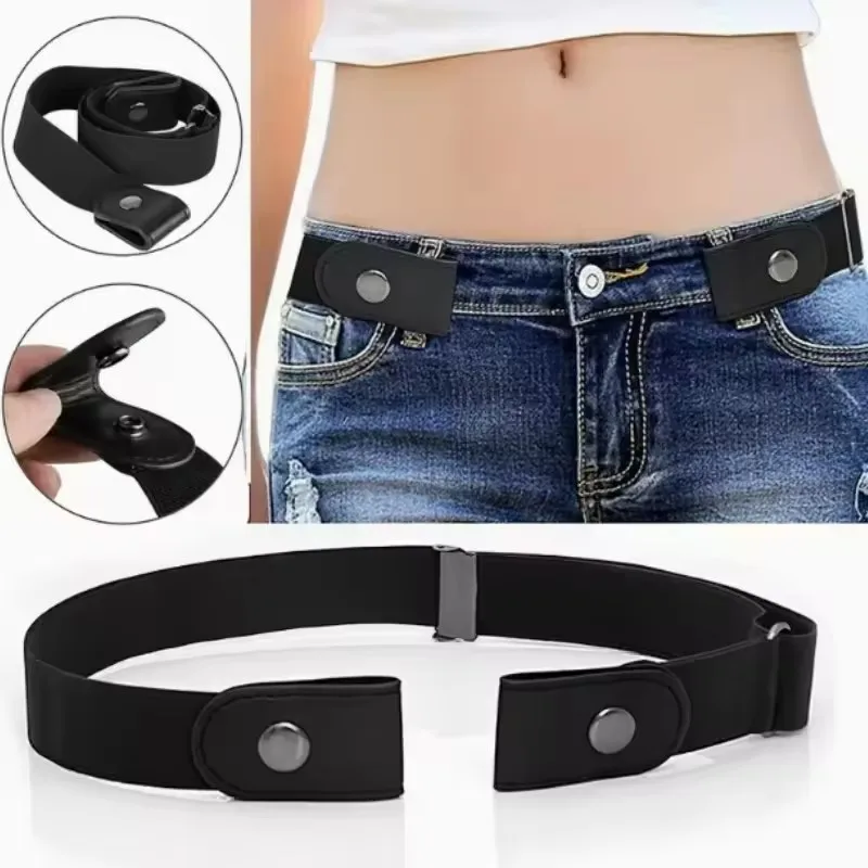 Eenvoudige modieuze dames geen gesp stretch elastische tailleriem heren geweven onzichtbare luie riem in lengte verstelbaar, voor jeans, jurk