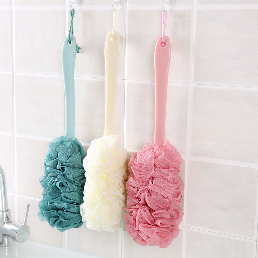 ยาวกลับแปรง Body Scrubbers อาบน้ําแขวนแปรงฟองน้ําตาข่ายนุ่มอาบน้ําแปรง Bath อุปกรณ์เสริมสําหรับผู้ใหญ่