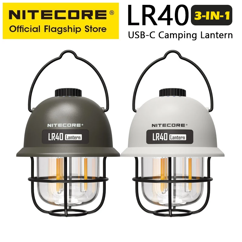 NITECORE 2 Trong 1 LR40 Cắm Trại Power Bank 100 Lumen 3 Nguồn Sáng Đèn LED Di Động USB-C Sạc lều Cắm Trại Lồng Đèn