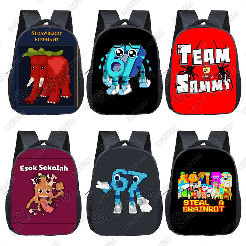 12-дюймовый рюкзак с принтом Brainrot для детей 2-4 лет Bruh 6 7 Six Seven Bookbags No. 9-домашние школьные сумки для детского сада для малышей