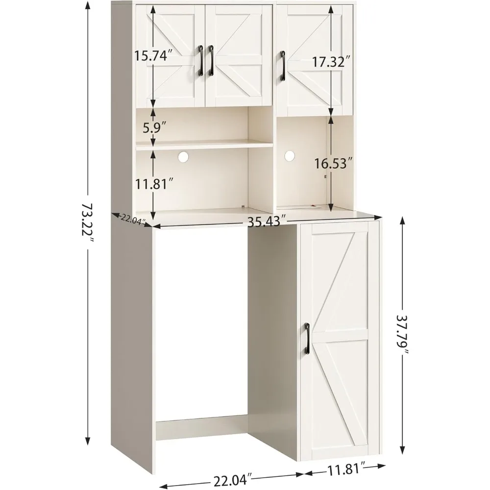 Mini Fridge Cabinet with Storage, Coffee Bar Cabinet with Mini Fridge Space and Outlet, Wine Bar Stand with Microwave Shelf