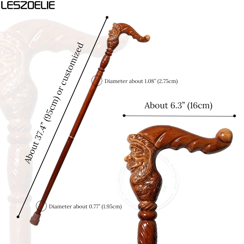 95 ซม.คริสต์มาสแฟชั่น Canes Santa Claus เยอรมัน Beech ไม้เดิน Stick ผู้ชายและผู้หญิง Elegant สีน้ําตาลสีแดงเดิน Stick