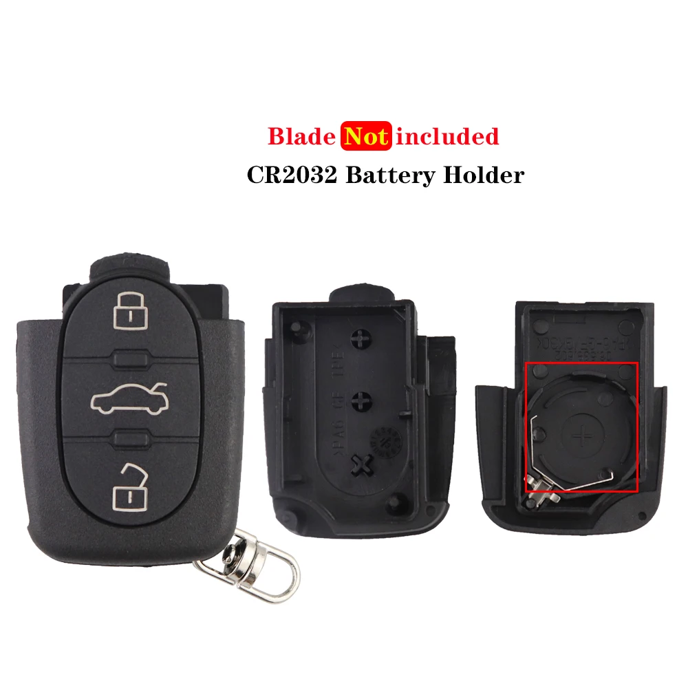 YIQIXIN-funda Fob de 3 botones para Audi TT B5 RS4 Quattr A2 A3 A4 A6 A8, carcasa de llave plegable para coche, reemplazo de cuerpo de carcasa inteligente