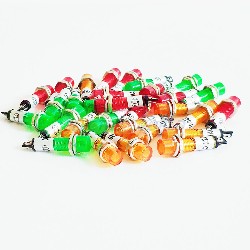 Indicateurs lumineux LED en plastique, trou de 7mm, 5 pièces, lampe de signalisation étanche 12V 24V 220v, sans fil, lampe de signalisation d'alimentation, indication LED