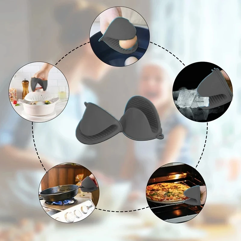 2 pçs luvas de forno silicone resistente ao calor pitada luvas anti escaldante antiderrapante clipes pote titular cozinhar cozimento forno luvas