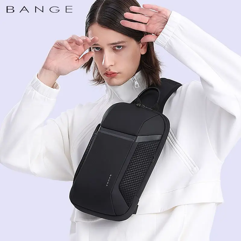 Bange-男性用多機能オックスフォードクロスボディバッグ,盗難防止ショルダーストラップ,チェストパック,USB充電器,短いトラベルバッグ